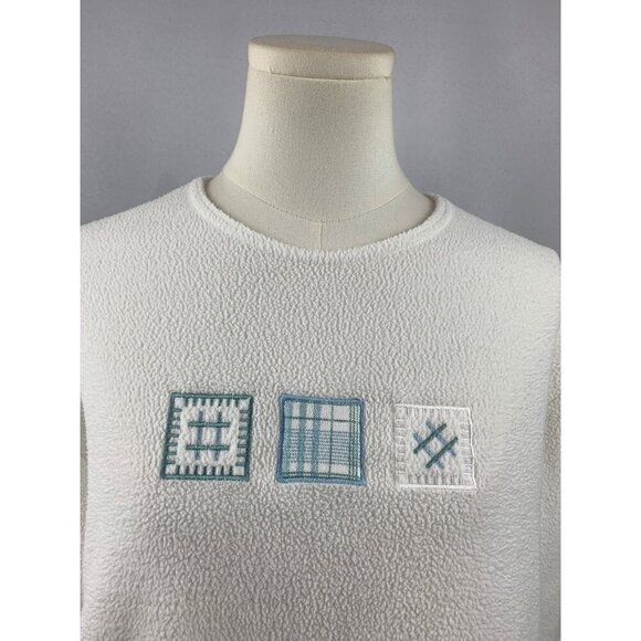 Vintage Terry Town by Bill Blass White Textured Pullover Sweatshirt S - Picture 2 of 6
